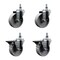 Service Caster 4 Inch Semi Steel 12 Inch Threaded Stem Caster Set 2 Brakes SCC SCC-TS20S414-SSS-121315-2-PLB-2 - alternate 1